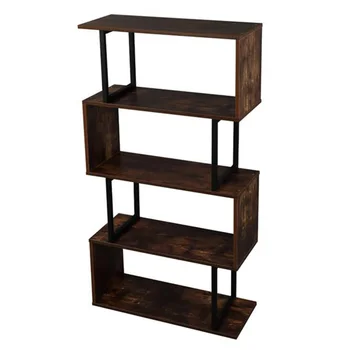 

Standing Z Shape Storage Shelf Bookcase 2/3/4/5 Layer DF Metal Frame Living Room Study Rack for Photo Display Book Plant Storage