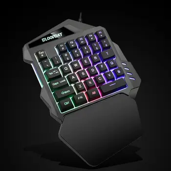 

Single Hand Membrane Keyboard Wired USB 35 Keys Wired Backlit One-handed Gaming Mechanical Keypad for Laptop