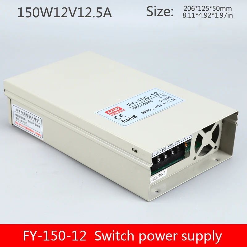 FY-150-12V12.5A дождевик блок питания 150 Вт Одиночная группа выход мощность светодиодный мониторинг блок питания
