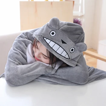 

70X145cm Stuffed Totoro Hung Out Blanket Air Conditioning Blanket Mantys Cape Coral Double Polar Fleece Plush Doll Toys