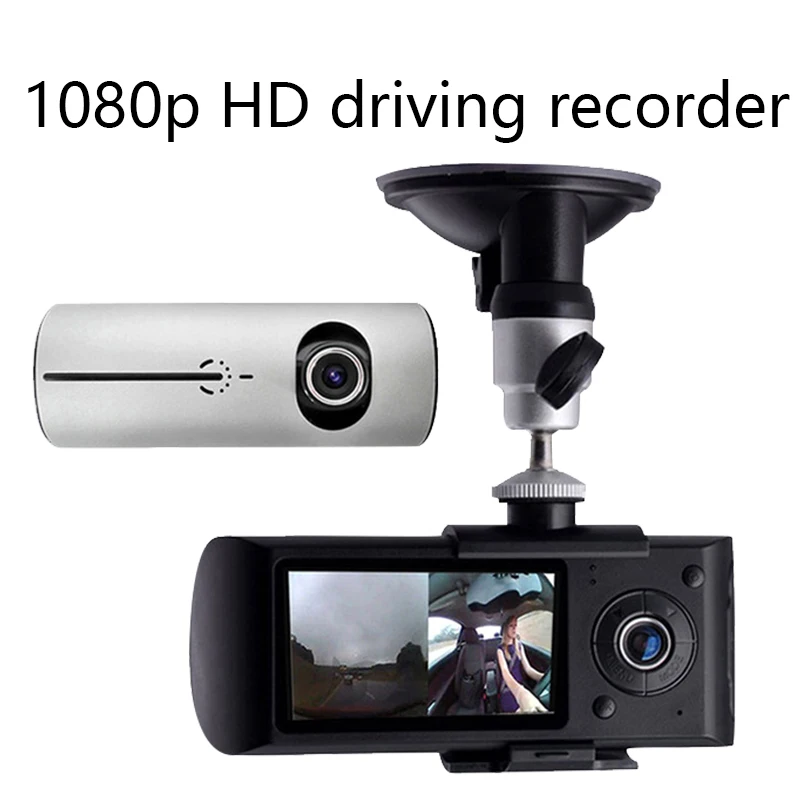 Видеорегистратор с двумя объективами DVR встроенный GPS трек для вождения 2 7 дюймов