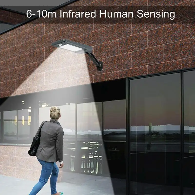 60 Светодиодный Солнечный свет PIR датчик движения IP65 открытый сад настенный светильник с регулируемой яркостью водонепроницаемый пульт дистанционного управления на солнечной батарее мощность уличный свет