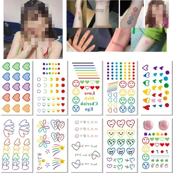 

30/60PCS Colorful Rainbow Expression Tattoo Sticker Face hand Lovely Body Art Fake Tatoo Temporary Waterproof Taty Party Decor