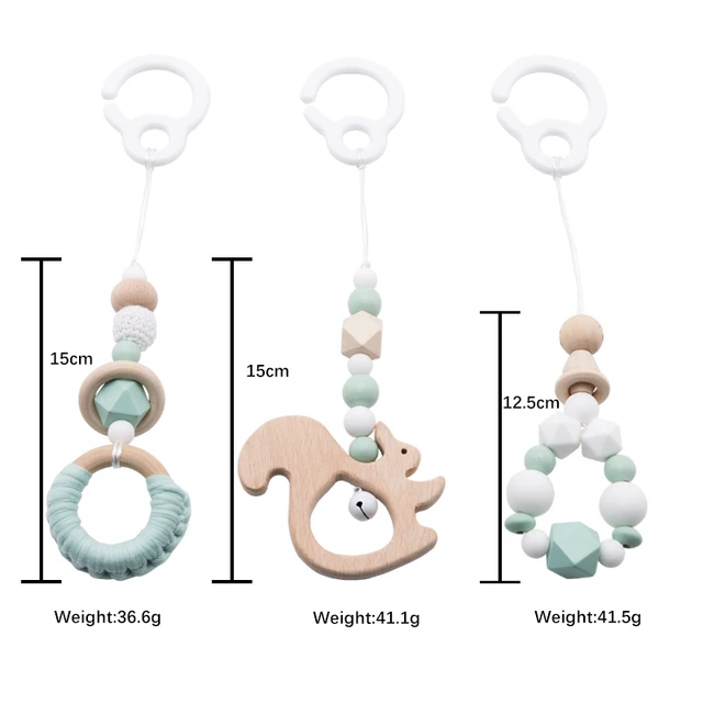 3Pcs/Set Baby Rattles Wooden Beads Pendant Crib Mobile Baby Toys Bed Hanging Decor Handmade Stroller Accessories Infant Products 3