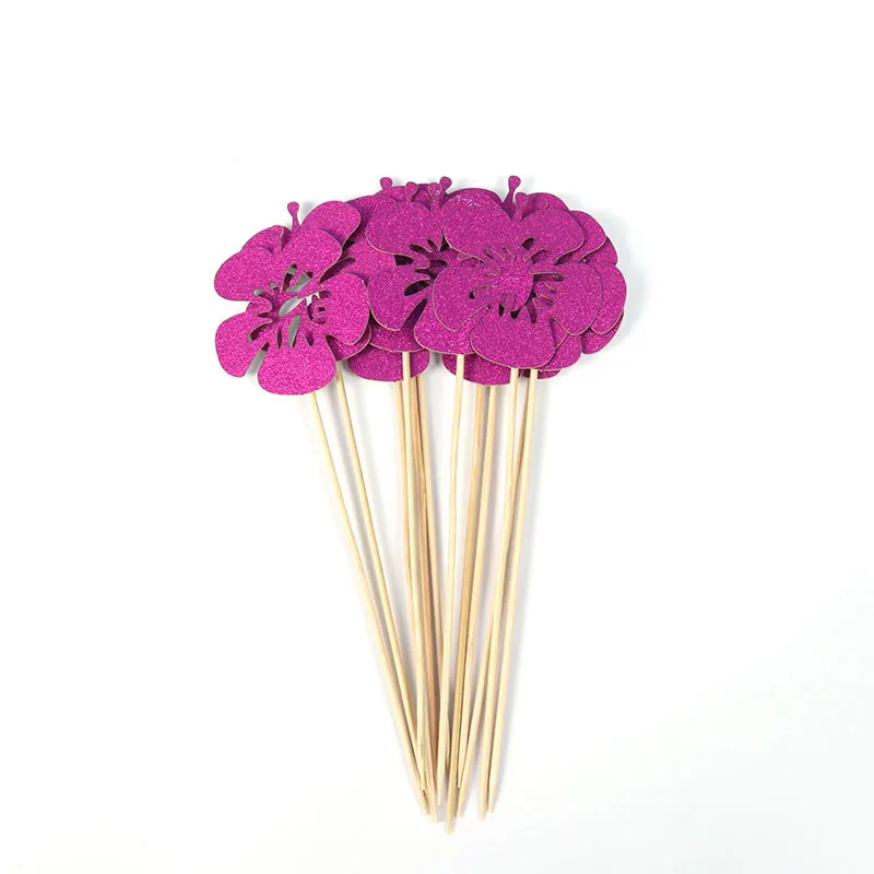 Diffaxy 6 stuks tropische bladeren taarttoppers, groene bladeren taartdecoraties palmbladeren taartdecoratie voor verjaardagsfeestaccessoires met bosplantenthema