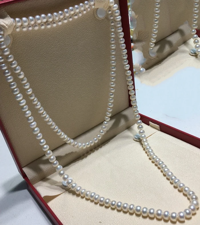 Модное Длинное жемчужное ожерелье 8-9 мм из натурального пресноводного жемчуга, цепочка для свитера, Очаровательное ожерелье для женщин, ювелирное изделие, подарок