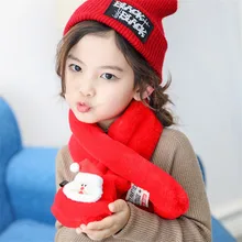 Брендовый зимний теплый рождественский шарф с воротником из искусственного меха Рождественский красный шарф для волос подарок Детские нашивки Снуды с воротником