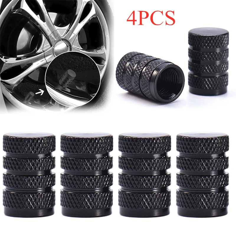 

4PCS Durable Black Aluminium Alloy Wheel Tire Valve Rim Stem Cap Dust Cover For Car Truck Auto Parts Car Accessories Car-styling
