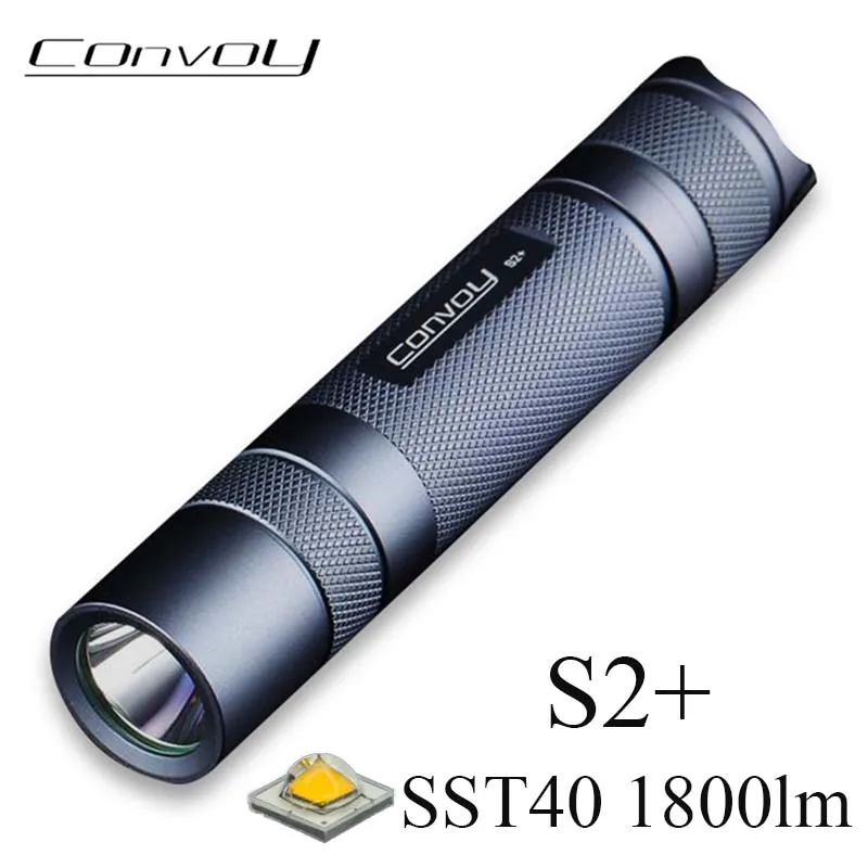 Flashlight Convoy S2 Plus Luminus SST40 Linterna Led 18650 Torch Lamp 1800lm Grey Lantern Mini Camping Fishing Light Latarka