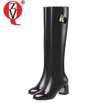 

ZVQ leather women's shoes winter autumn motorcycle boots woman knee high boots woman riding boots 33-43 plus size long boots