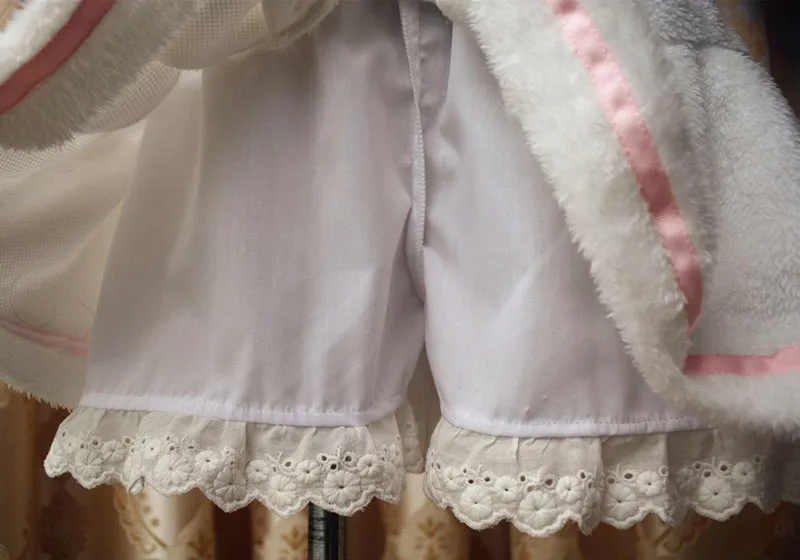 Осенне-зимняя милая плюшевая флисовая мини-юбка в стиле Лолиты; японская мода; милая эластичная юбка трапециевидной формы с оборками для женщин; цвет белый, розовый