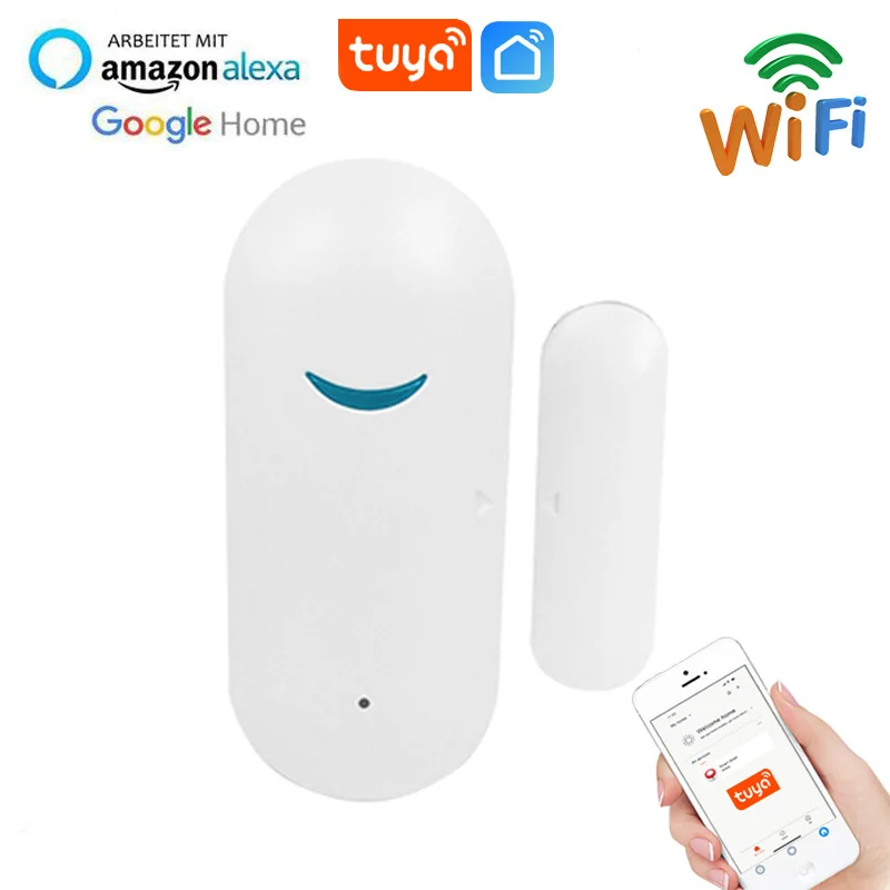 Sensor de ventana de puerta de conexión inalámbrica Smart Mini Sensor de puerta trabajo con Alexa Google Tuya/vida inteligente APP de casa inteligente