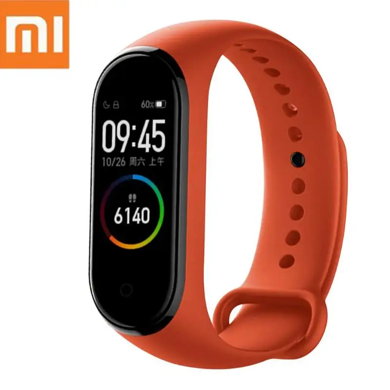 Китайская версия Xiaomi Mi Band 4 Bluetooth Музыка 5ATM пульсометр фитнес влагостойкие умные часы с ремешком браслет с сенсорным экраном - Цвет: Оранжевый