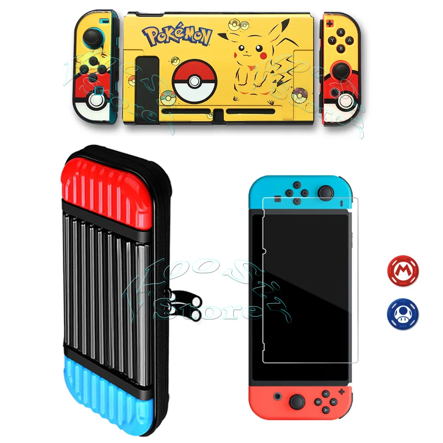 Жесткий чехол для nintendo s, сумка для переноски, защитная стеклянная пленка Nitendo Switch, цветная оболочка для nintendo Switch - Цвет: 5 in 1 Kit