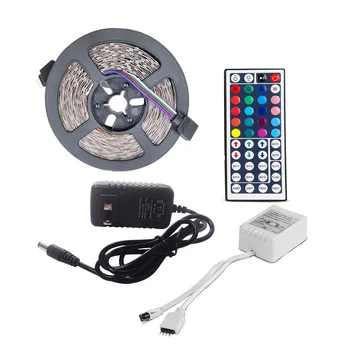 

LED Strip Light RGB SMD 3528 Flexible Ribbon fita led light strip RGB 5M 300 LEDs Tape Diode DC 12V 2A Remote Control Adapter