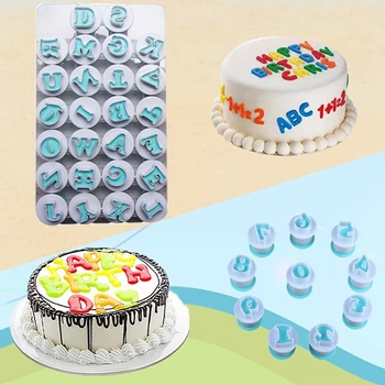 

26 Letter Alphabet Cake Mould Digital Cake Mould Spring Embossing Mold Baking Tools Cookie Plunger Cutter Chocolate Wedding