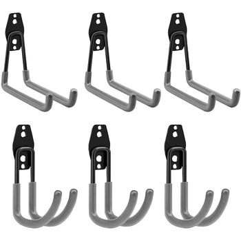 

Garage Storage Hooks, Storage Utility Hooks, Wall Mount Hooks, Garden Tool Organizer, 6-Pack