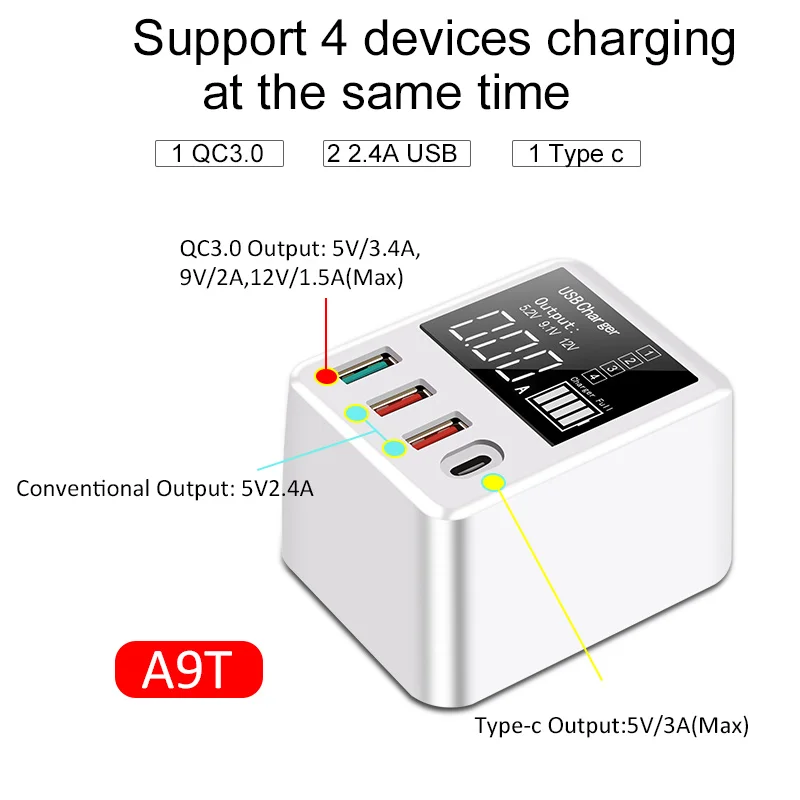 Зарядное устройство quick 4,0 для автомобильного usb телефона carregador portatil Быстрая зарядка type c адаптер quick 3,0 зарядное устройство для планшета qc