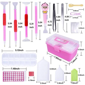 

117pcs Diamond Painting Tool Box Embroidery Accessory Full Kit LED Pen Glue Tweezer Storage Box DIY Rhinestone Mosaic Craft Set