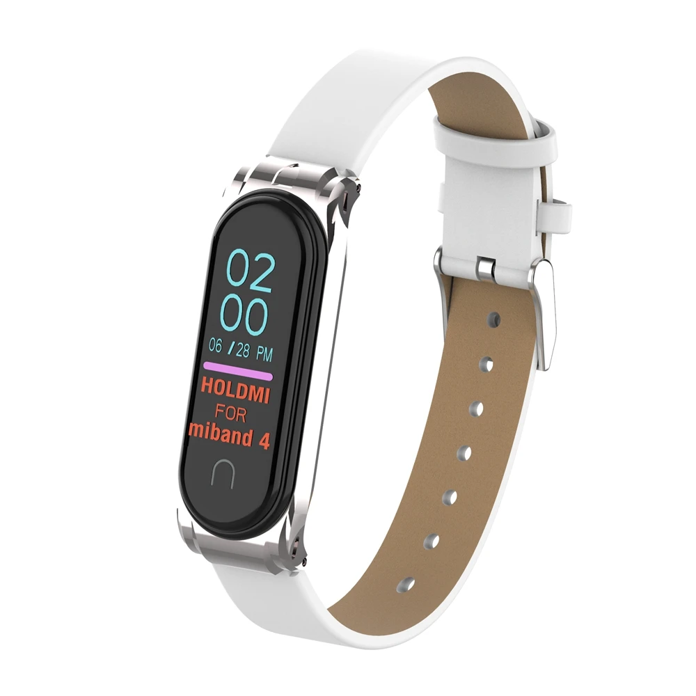 Ремешок для часов из искусственной кожи для Xiaomi mi 3 mi Band 4, спортивный ремешок для Xiaomi mi Band 4 3, Смарт-часы с металлической рамкой