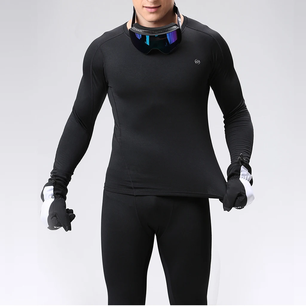 Thermal Underwear Fleece Long Sleeve Long Johns Base Layer Top & Bottom Set Thermal Underwear Set for Skiing 