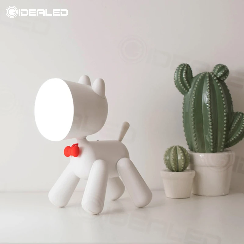 3D милый хлопок Собака Форма умный светодиодный ночной Светильник USB двух-переключения затемнения LED Настольная лампа для малышей Дети подарок прикроватная Спальня Гостиная украшения