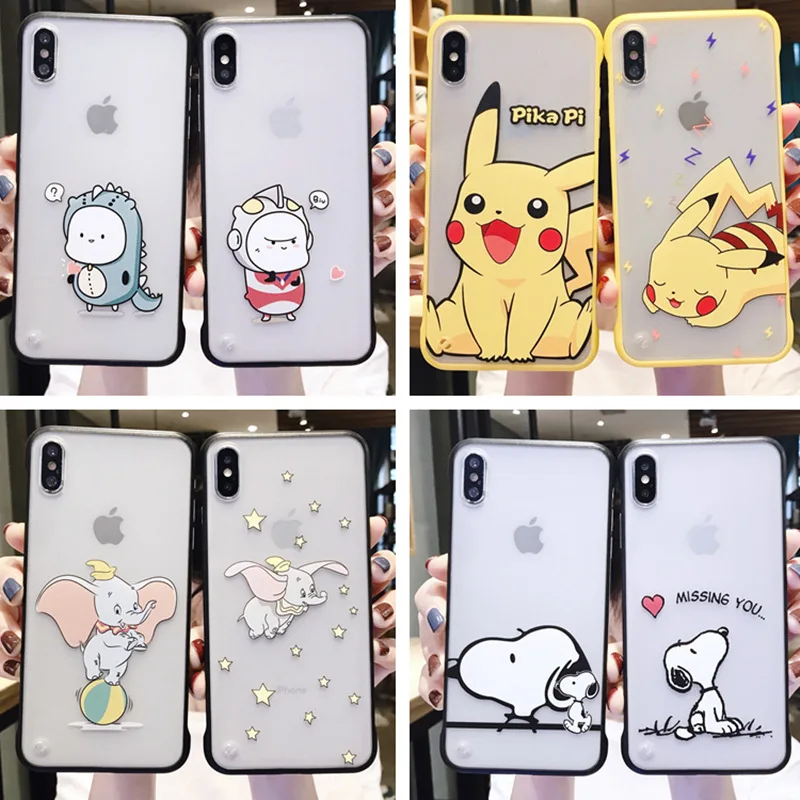 

Cartoon borderless 2-in-1 PC phone case for iPhone X XS XR XSMax 8 7 6 6S PluS drop protection cover