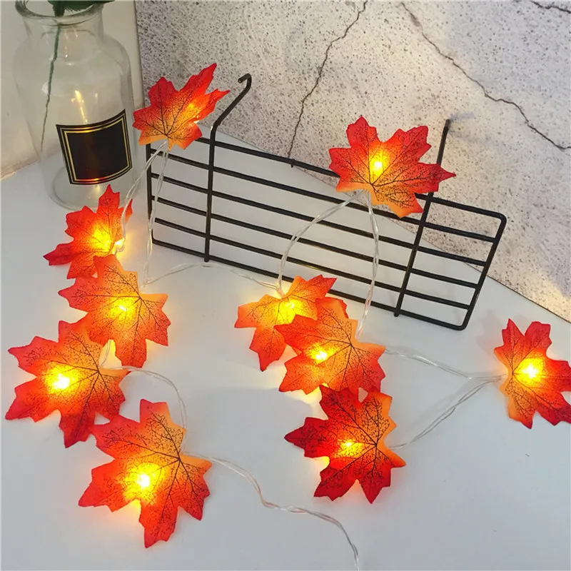 

2 Sizes Maple Leaves LED String Light AA Battery Operated Autumn Stair Garden Led Lights Christmas Tree Decoration Lighting
