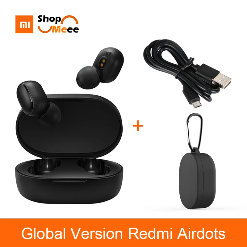 Xiaomi Redmi AirDots вкладыши Bluetooth 5,0 Зарядка Наушники Беспроводные бас стерео наушники с микрофоном Handsfree наушники AI управление - Цвет: Add black case