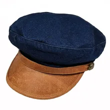 Новые модные женские джинсы кожаная темно-синяя кепка Ретро Европейский Американский Берет Весна-лето анти-качели утка язык Кепка для мужчин