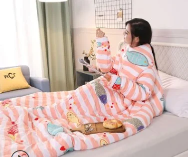 as show Зимнее ленивое одеяло с рукавами зимнее одеяло домашнее постельное белье с принтом Edredom теплое зимнее одеяло с рукавами - Цвет: as show