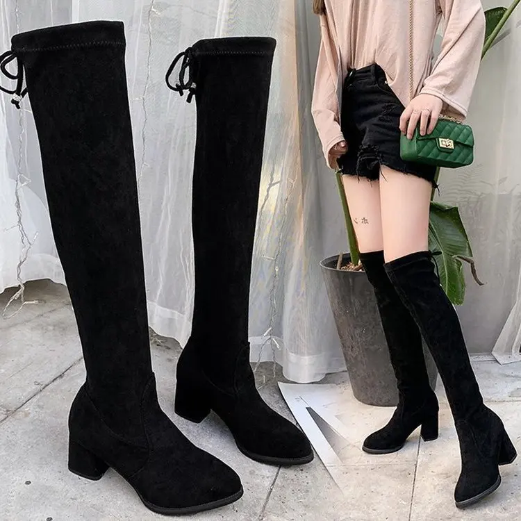 zapatos mujer long boots women boots boot women over knee Boots Woman Overknee Thin Long Elastic Boots