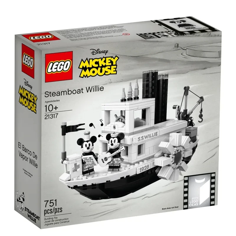 LEGO 21317 Ideas серия Steamboat Willie строительные блоки включает в себя 2 фигурки куклы Микки