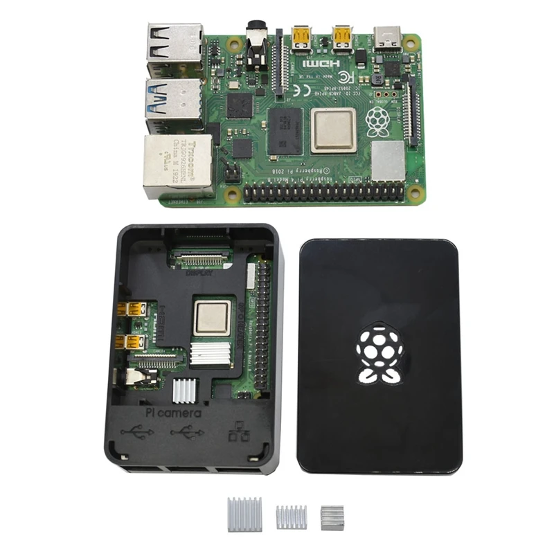 Для Raspberry Pi 4 Модель B 4G ram ABS чехол с серебряными радиаторами Поддержка 2,4/5,0 ГГц wifi Bluetooth 5,0 для RPI 4 DIY Kit