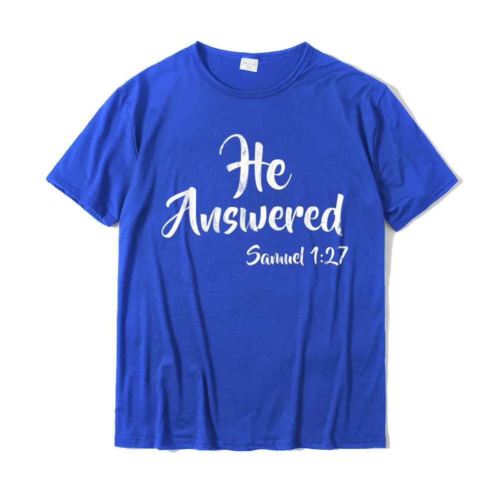 Funny Plain Short Sleeve Group T Shirt Pure Cotton Crew Neck Boy Tops Shirt Casual Top T-shirts Summer Drop Shipping He Answered For This Child I Have Prayed Samuel 1 27 T-Shirt__19079 blue