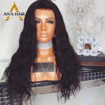 

Aiva Hair Heat Resistant Synthetic Lace Front Wig Glueless Water Wave Black Cosplay Wig Free Part Long Wigs For Women