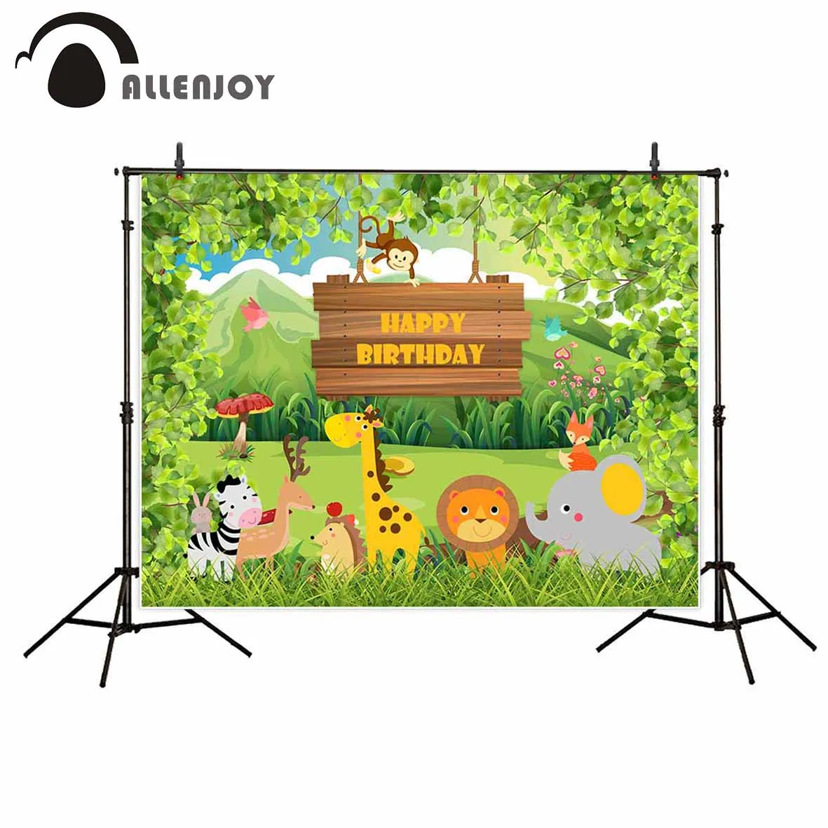 Allenjoy мультфильм Животные вечерние Декор джунгли деревья листья гор луга обои со