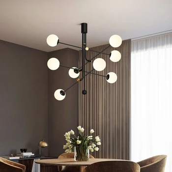 

American luxury living room chandelier retro industrial style cafe restaurant lighting glass ball magic bean lighting