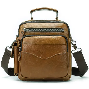 

Genuine Leather Men's Shoulder Bag For Men Leather Handbag Messenger Falp Zipper Belt Bags Men's Crossbody Bag
