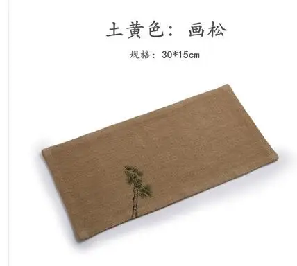 Cotton and linen hand-painted tea towel Chinese style square scarf Zen tea cloth handmade retro rag tea ceremony