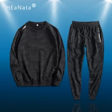 L-10XL, камуфляжный мужской спортивный комплект, для бега, хлопок, бархат, толстовка+ штаны, 2 предмета в комплекте, повседневный спортивный костюм, мужской зимний большой размер