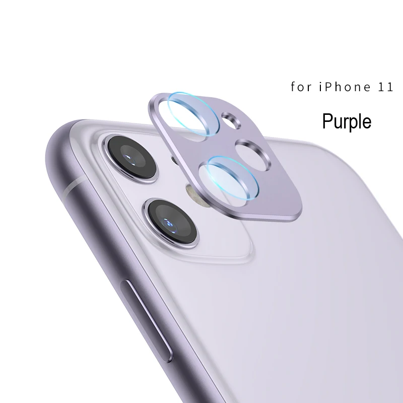 Purple with Glass Защита для экрана камеры для iPhone 11 pro max+ задняя крышка для объектива защитный чехол для Apple iPhone 11 XR стеклянная пленка аксессуары - Цвет: Purple with Glass