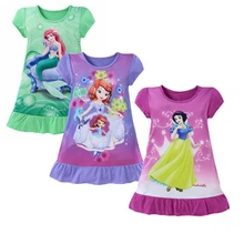 Летнее платье принцессы для девочек; вечерние платья с героями мультфильмов; Повседневное платье с изображением Софии; детское платье Белоснежки; Модная одежда до колена для девочек