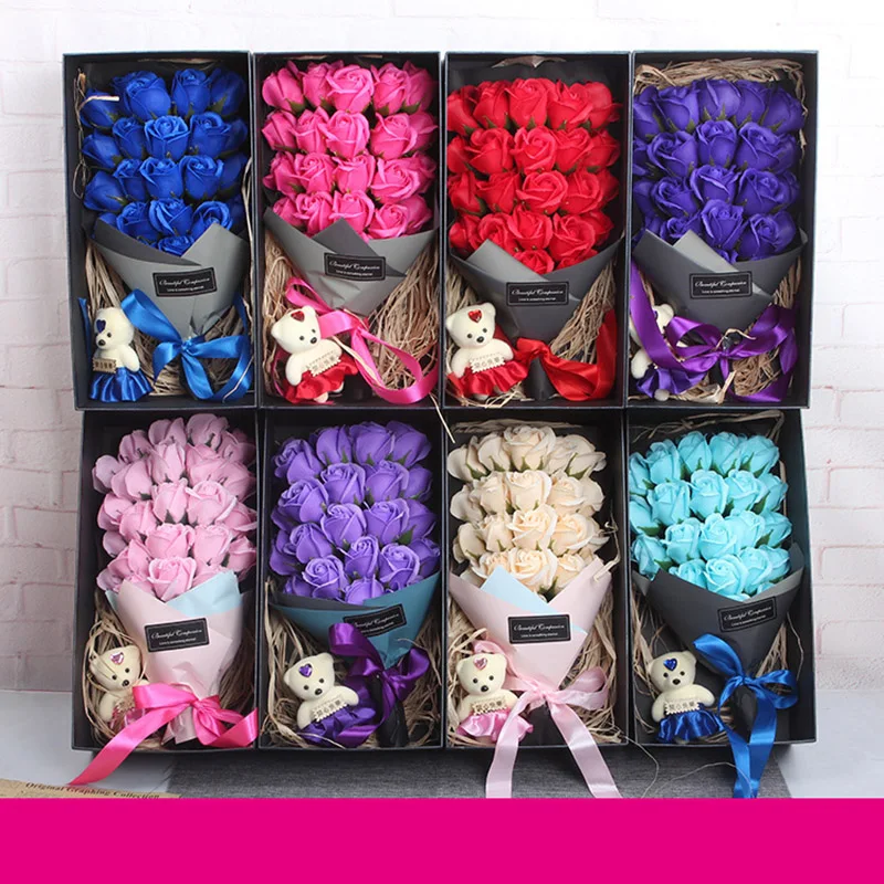 

23pcs Soap Roses Flowers Romantic Soap Bouquet for Valentine Wedding Gift