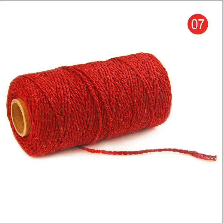 Красочные хлопчатобумажные витые нитки для шитья, 100 м, макраме, ремесла, хлопчатобумажная льняная веревка, домашний текстиль, сделай сам, Свадебный декор - Цвет: Dark Red