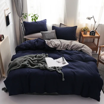 

New American style bedding set Dark green + gray King Queen Full single size Bed linen duvet cover+Bed sheet+Pillowcase