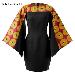 Robe africaine rouge à manches longues pour femmes, Mini robe de soirée Sexy, imprimée Ankara, à la mode, vêtements de noël, 2022 
