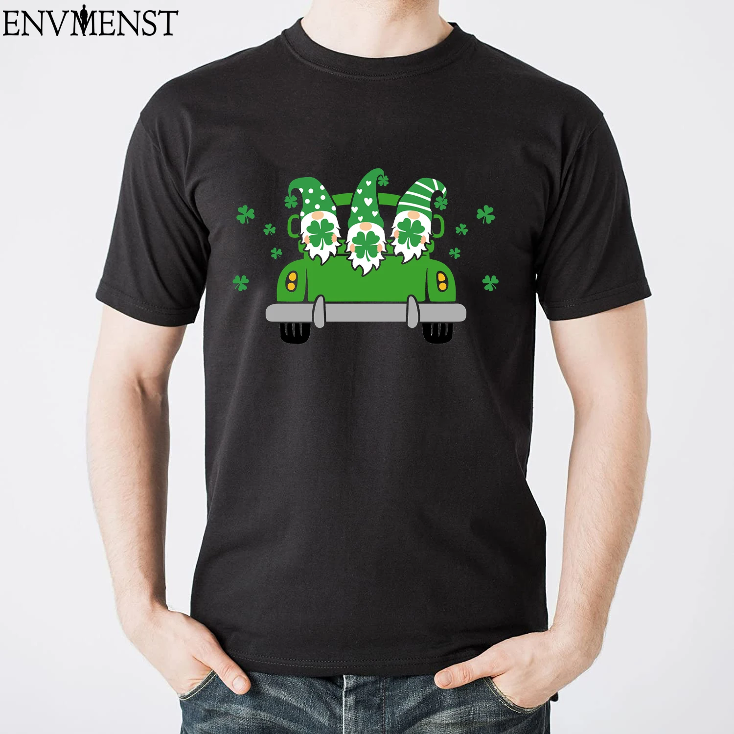 

100% Cotton Graphic Men Top St. Patrick's Day Shamrock Car Lucky Charm Irish Vintage T Shirt Male Funny Oversized Female T-shirt