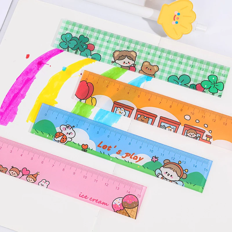 Acrylic Ruler Ins Style Cute Cartoon Stationery Drawing Straight Rulers