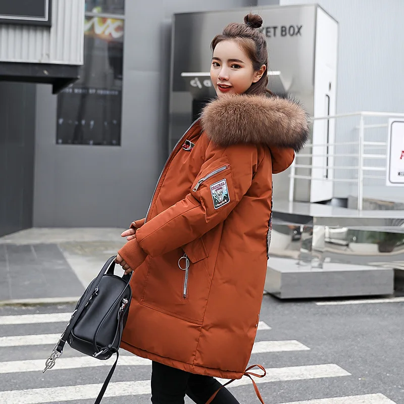 

Photo Shoot 2019 New Style Fall And Winter Clothes down Jacket Women's Korean-style Large Size Loose-Fit Mid-length Cotton Coat